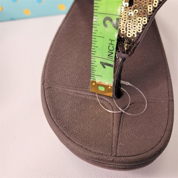 BROWN Sparkly Size 7 Summer Wedge Sandals Rhinestone Embellish Comfy NEW Sandals - Picture 5 of 11